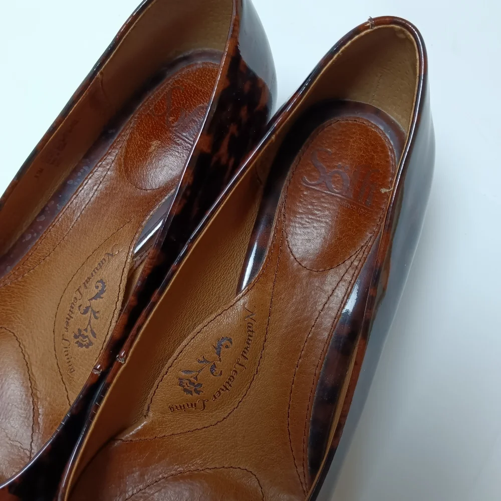 Sofft Animal Print Patent Leather Pumps/Heels 8 1/2 M Brown/Black